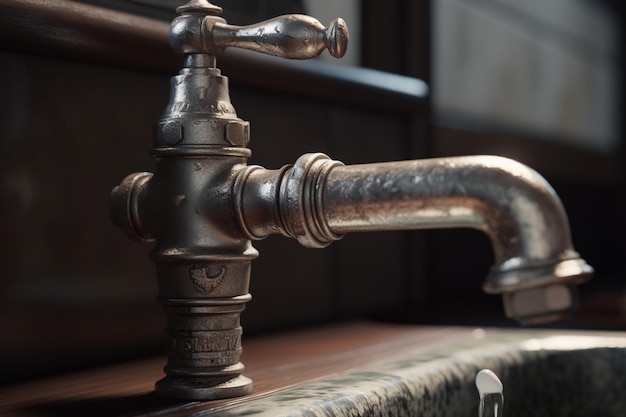 A faucet with the word " water " on it