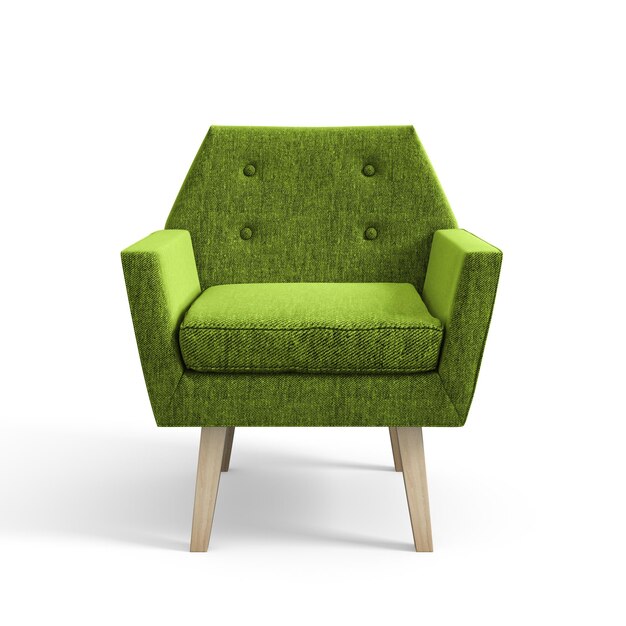 Fauteuil geïsoleerd op een witte achtergrond 3D-rendering