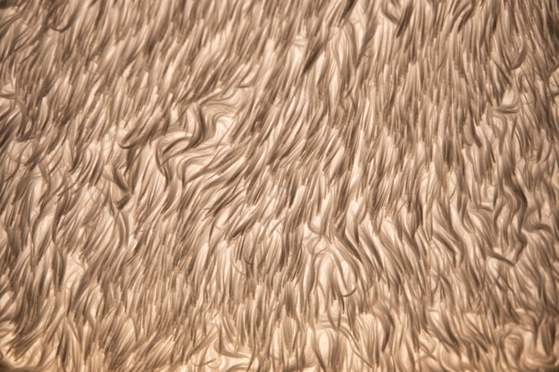 Faux fur. Shaggy fur texture. Wool skin textured background. Hair fibres or sheepskin.