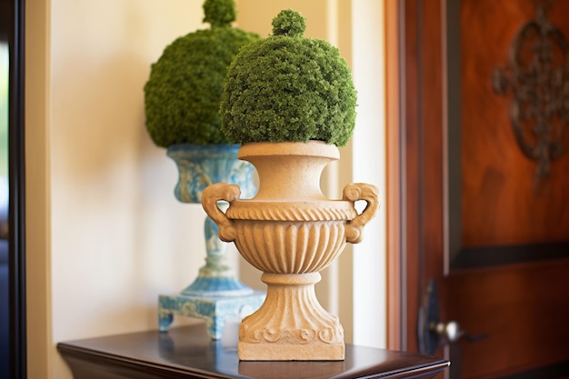 Photo faux tripleball topiary in a tuscan urn