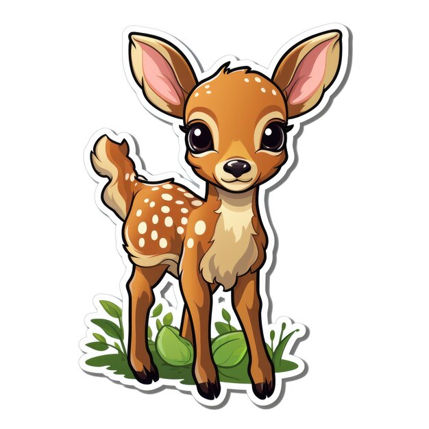 Fawn Young deer sticker Generative AI