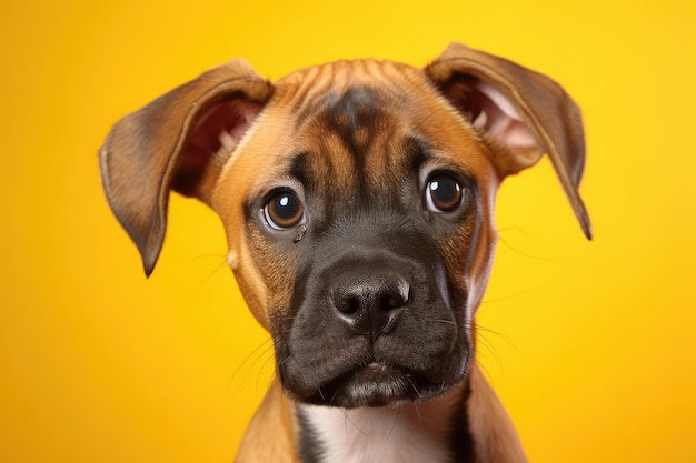 Fawncoated boxer dog with expressive dark eyes