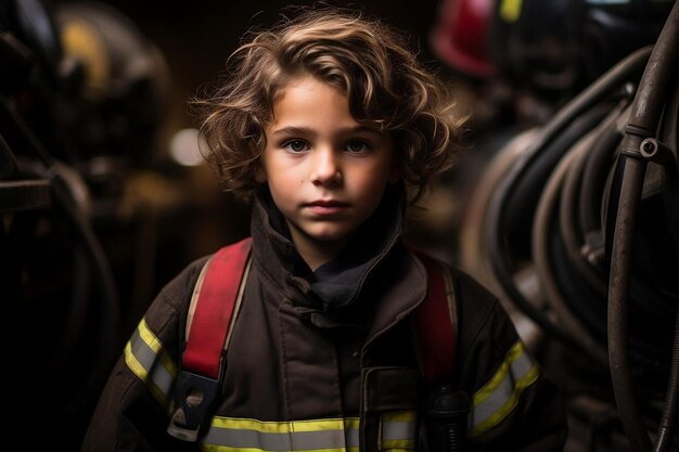 Fearless Firefighter Heroic Stand Generative AI