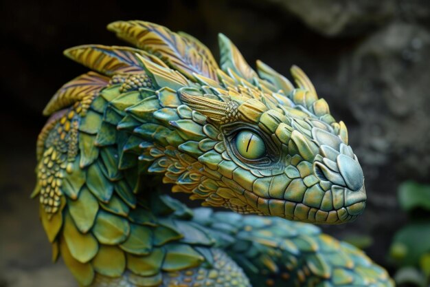 Photo fearsome basilisk mythical serpent generate ai