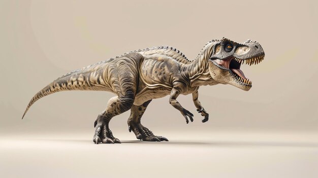 The fearsome Tyrannosaurus Rex stands tall its massive jaws open wide in a deafening roar