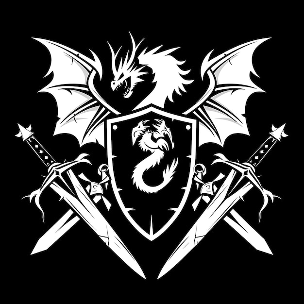 Fearsome Wyvern Legion Heraldry Logo Featuring a Wyvern Brea Creative Logo Design Tattoo Outline