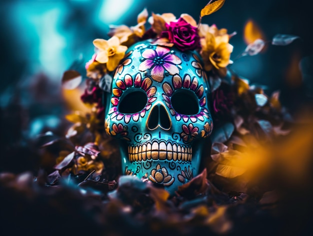 죽음의 날을 위한 dia de los muertos 배경의 향연