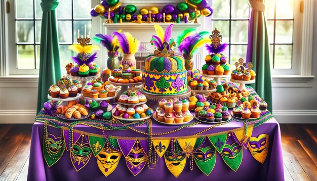 mardi gras dessert table