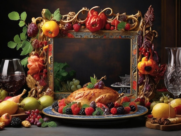 A Feast for the Senses Border Frame Abounding with Flavor