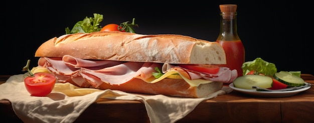 Photo feast your eyes on this delectable large white ham cheese sub sandwich