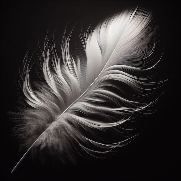 Feather on black background 3d rendering 3d illustration