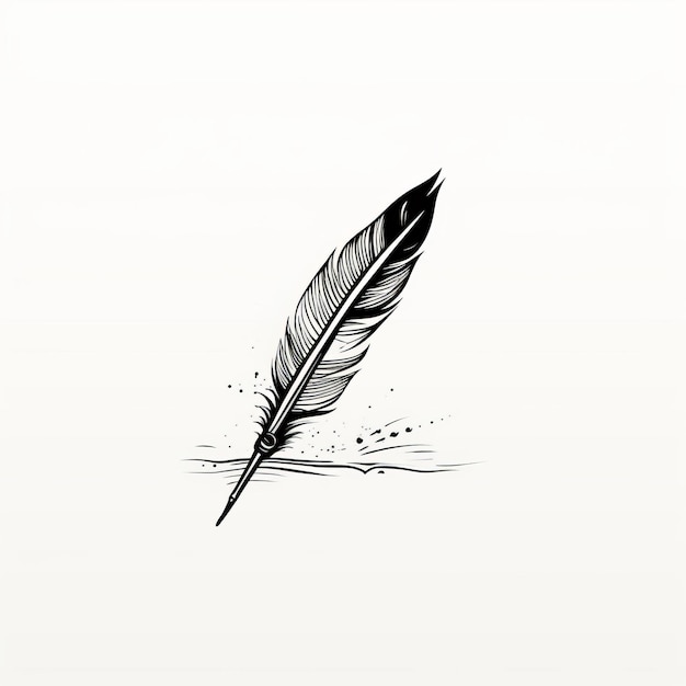 Feather Quill Handdrawn Vector in Gabriel Pacheco Style