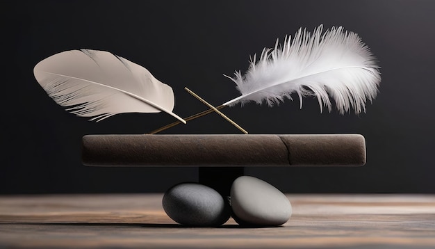 Feather and stone balance