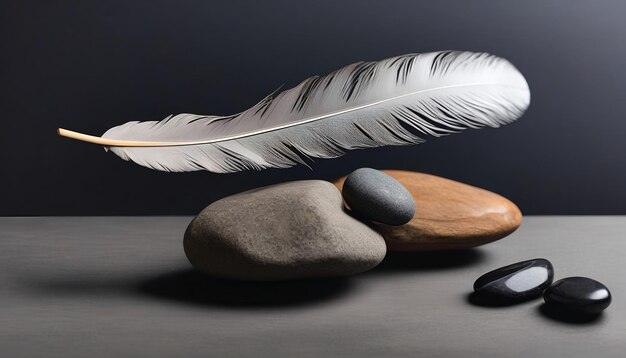 Feather and stone balance