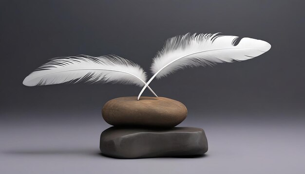 Feather and stone balance