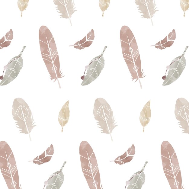 羽毛の水彩画のパターン png ボホ様式