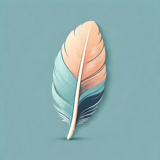 a feather with a feather on it is shown in a blue background