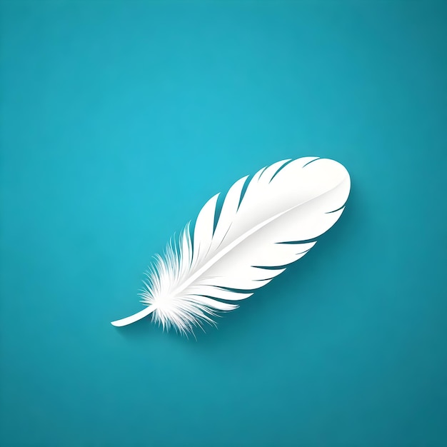 a feather with a feather on it is shown on a blue background
