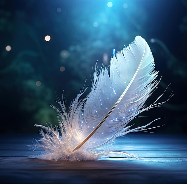 feather with reflection of light photo in the style of beeple