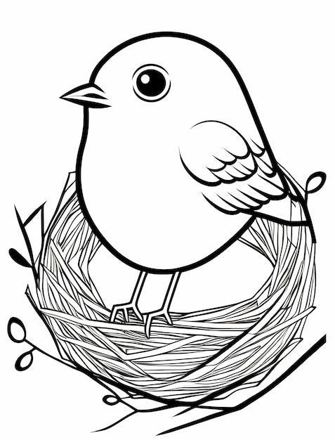 Photo feathered friends easy cartoon bird nest coloring page for toddlers