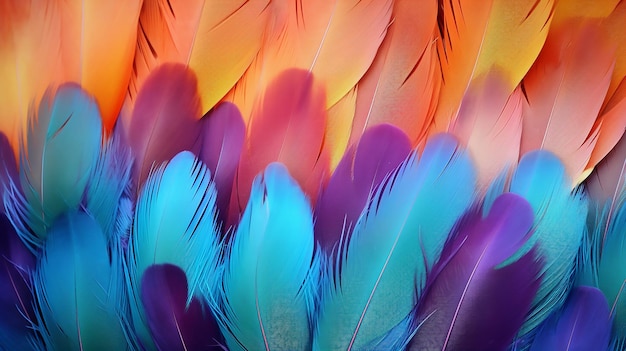 Photo feathered kaleidoscope abstract colorful bright feather closeup macro