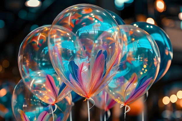 Photo feathered whimsy transparent balloons filled with colorful plumes