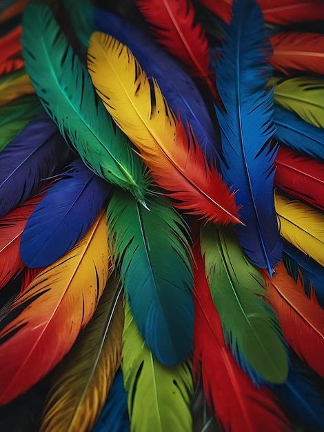 feathers appear to be from different birds and have a variety of colors textures and sizes