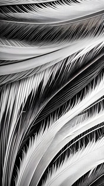 Feathers black and white art Ai