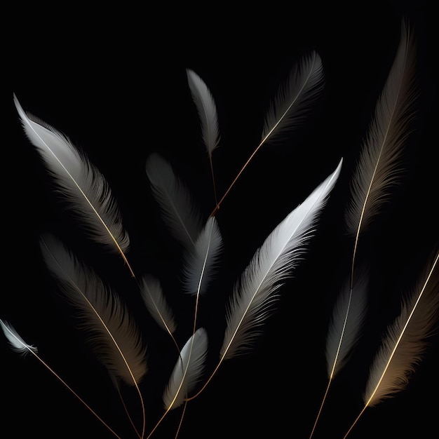 Feathers floating in the air generative ai illustration