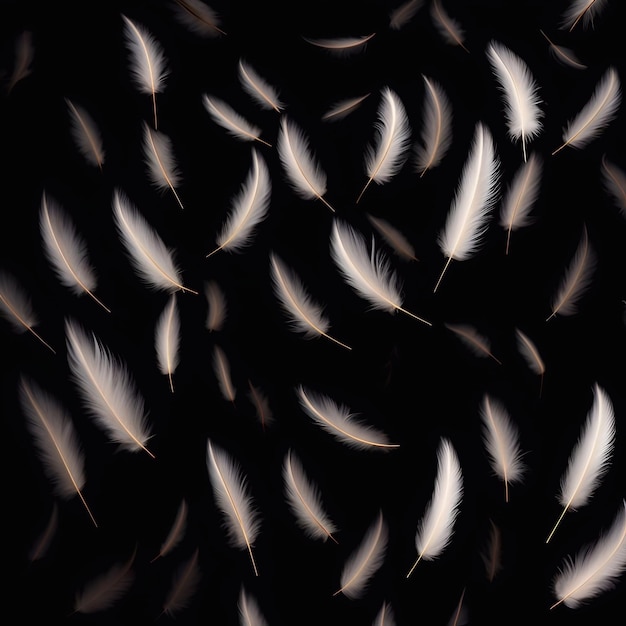 Feathers floating in the air generative ai illustration