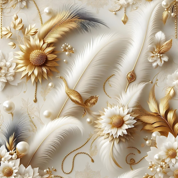 feathers and flowers wallpaper