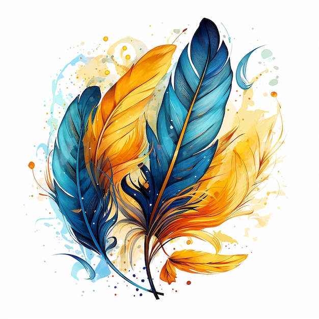 Photo feathers of imagination tattoo design of illustrative watercolor feathers