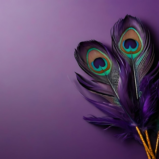 人工知能によって生成された紫色の背景の羽毛