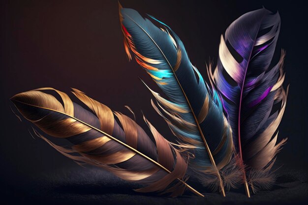 Feathers with Tertiary Colour Tones A Vibrant and Unique Artistic Creation