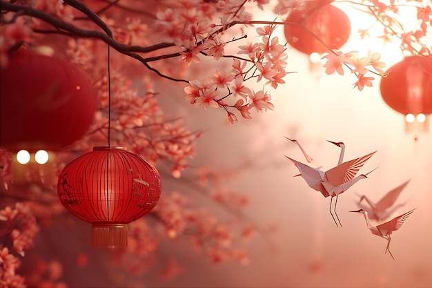 Featuring Lanterns Chinese New Year Background