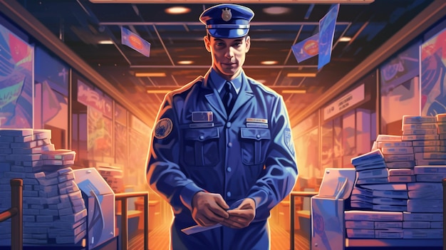 Featuring a postal worker in their iconic uniform on National Postal Worker Day AIGenerated