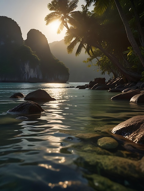 Photo featuring a spectacular thai island ai image generative