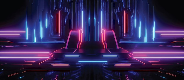 Featuring a unique combination of neon lights and black backgrounds this futuristic generative ai