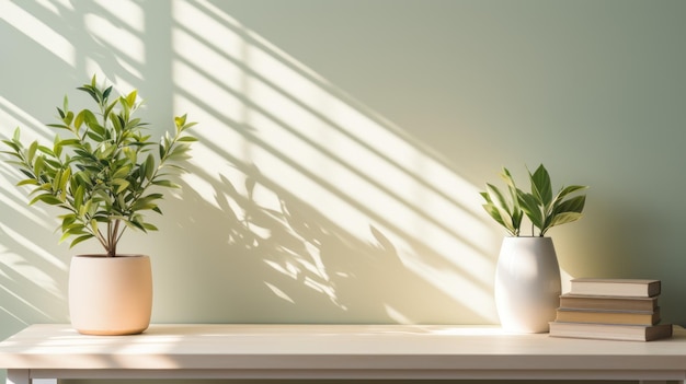 Featuring a white desk a green plant and plenty of natural light this is a minimalist home office