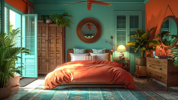 FEB 9 2013 Phuket THAILAND Tropical Resort slaapkamer met houten bed hedendaagse interieur luxe