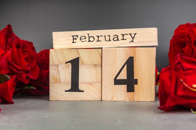 February 14 on calendar and decorations