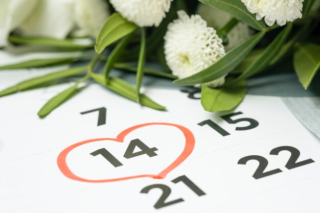 14 febbraio segna sul calendario. concetto di san valentino, sfondo