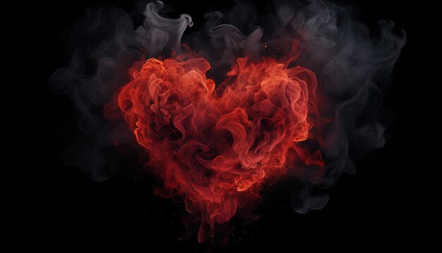 February 14 Valentines Day Red smoke and fire in heart shape