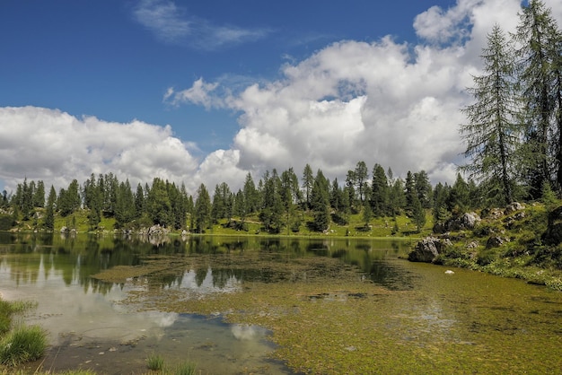 Federa Lake dolomites panorama landscape croda da lago