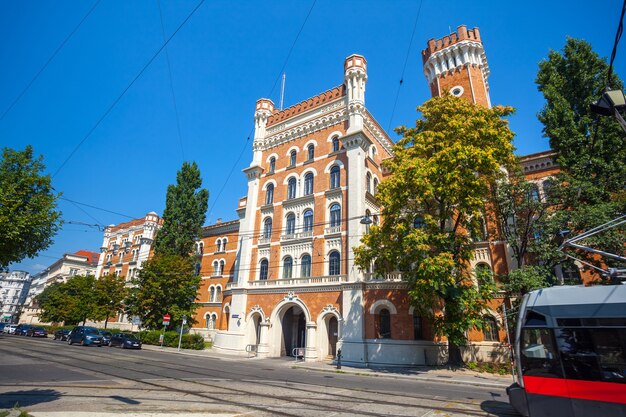 Federal Government Office in Vienna, red brick palace.