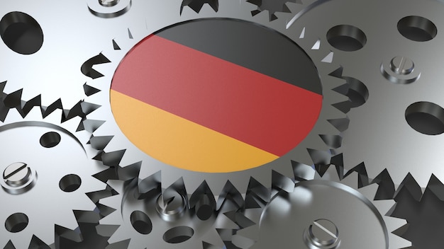 Photo federal republic of germany flag with gears