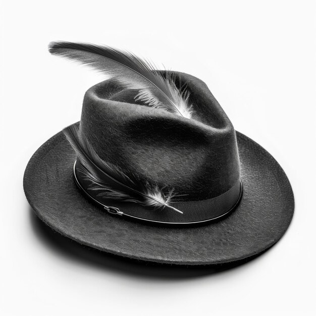 Fedora with feather isolated