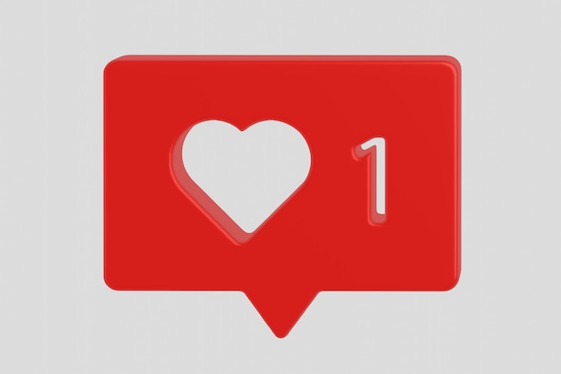 Feedback Sign social network social media notification love heart icon Simple one like notification 3d render