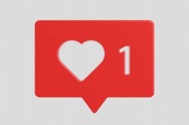 Feedback Sign social network social media notification love heart icon Simple one like notification 3d render