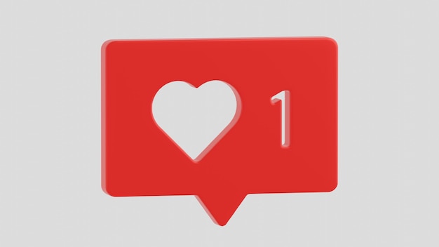 Feedback Sign social network social media notification love heart icon Simple one like notification 3d render